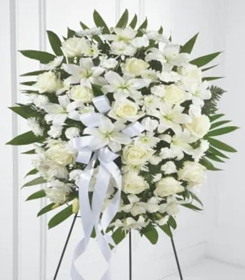 Faithful Wishes - White Flowers Funeral Spray