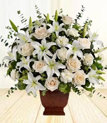 Angel Wings - Elegant Pure White Condolence Flowers