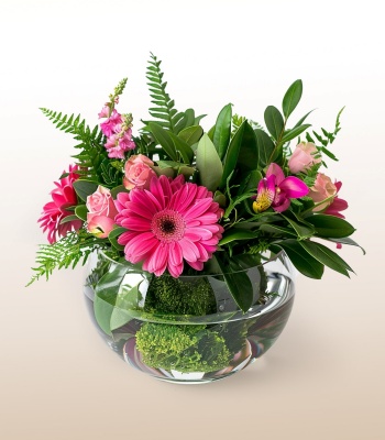 Assorted Flowers in Fishbowl