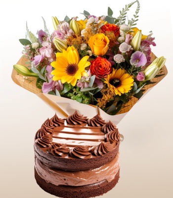 Cake and Flower Bouquet