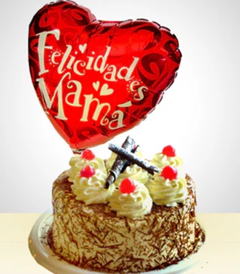 Chocolate Cake And Heart Shape Balloon