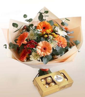 Chocolates and Flower Bouquet