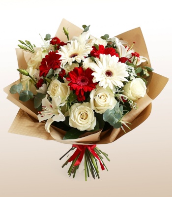 Christmas Flowers - Roses and Carnations in Vase