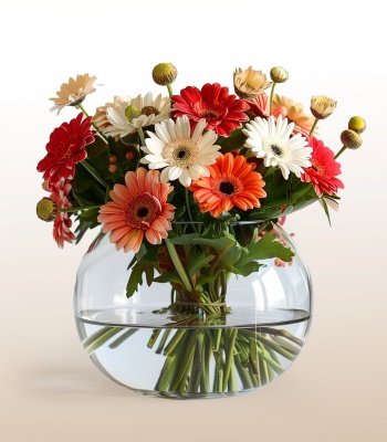 Mix Flower Arrangement in Fishbowl