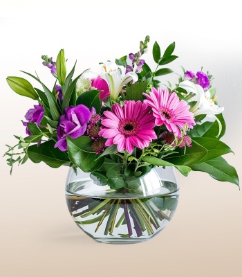 Mix Flower Arrangement in Glass Vase