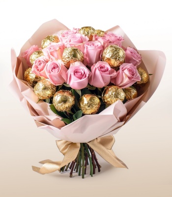 Pink Roses and Ferrero Rocher Chocolates