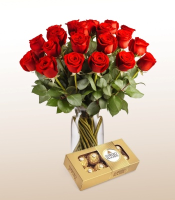 Red Roses and Ferrero Rocher Chocolate Box