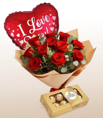 Valentine's Day Rose and Chocolate Gift Combo