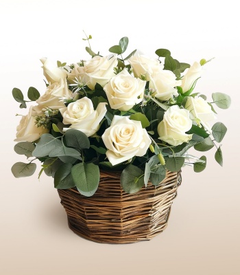 White Rose Basket