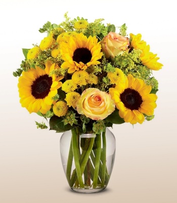 Yellow Rose and Sunflower Bouquet