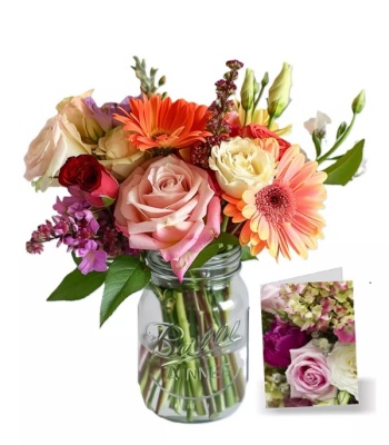 Assorted Flower Arrangement in Mason Jar