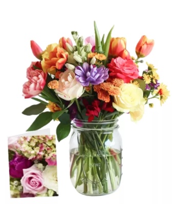 Assorted Flowers in Mason Jar