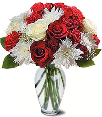 Christmas Flower Arrangement - Red and White Flowers