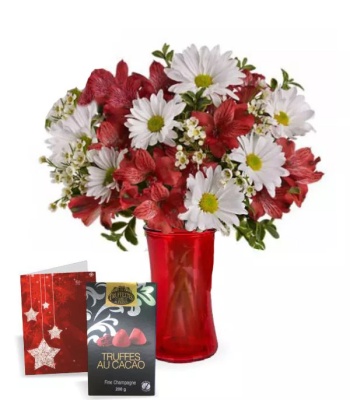 Christmas Flower Bouquet with Belgium Chocolates