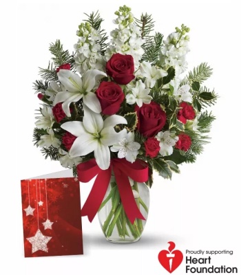 Christmas Flower Bouquet - Roses and Lilies