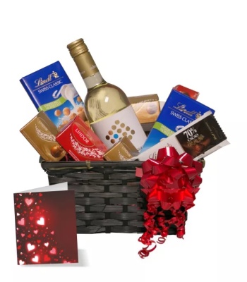 Lindt and White Wine Gift Basket