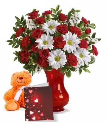 Valentine's Day Flowers with Teddy