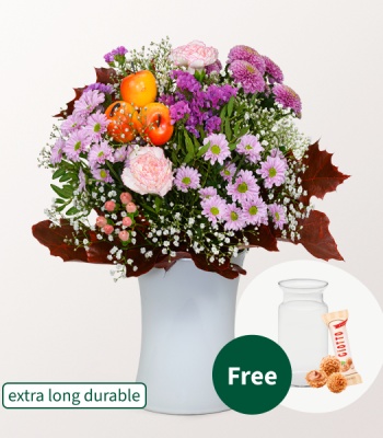 Flower Bouquet with Vase and Ferrero Giotto Chocolate