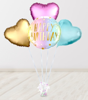 Helium Balloon - Happy Birthday Rainbow Pastel Set