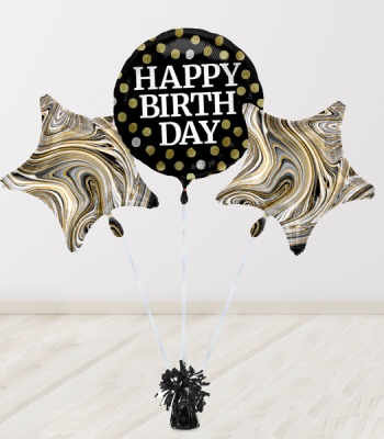 Helium Balloon - Happy Birthday Sparkling Silver