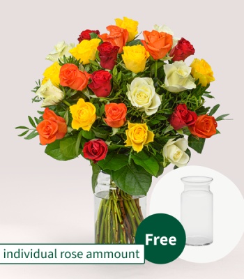 Mix Color Roses with Vase