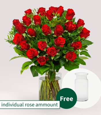 Red Roses with Vase