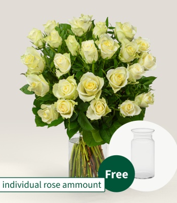 White Roses with Vase