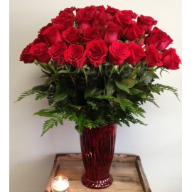 48 Red Roses In Vase