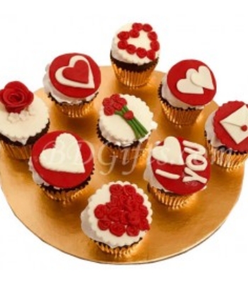 Cupcake Red And White Heart