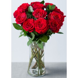 Dozen Red Rose Arrangement In Vase