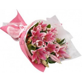 Pink Lily Bouquet - 15 Imported Pink Lilies