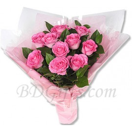 Pink Rose Bouquet - Imported 10 Pink Roses