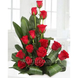 Red Roses In A Basket - 15 Imported Red Roses