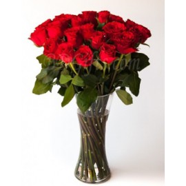 Red Roses In Vase - 20 Red Roses