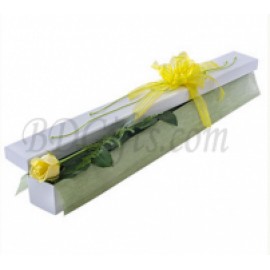 Single Yellow Rose In Box - Imported 1 Yellow Rose