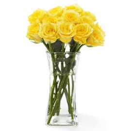 Yellow Rose Arrangement In Vase - 14 Imported Yellow Roses