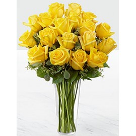 Yellow Rose Arrangement In Vase - 18 Imported Yellow Roses