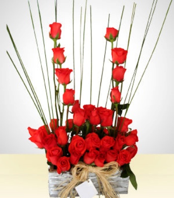 36 Red Roses In Vase