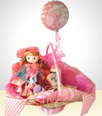 Baby Gift Bath Basket - Welcome Baby Girl Gift