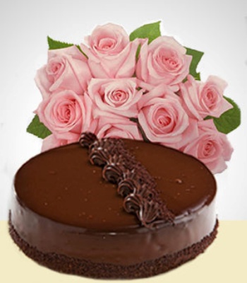 Chocolate Cake And Rose Gift Combo