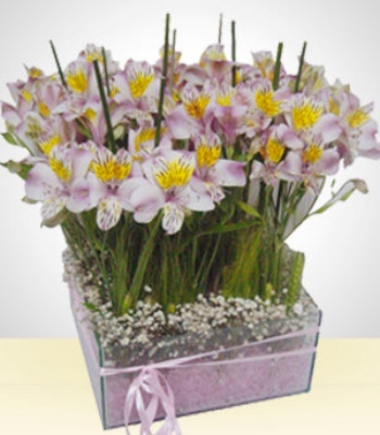 Flower Arrangement In Glass Bowl