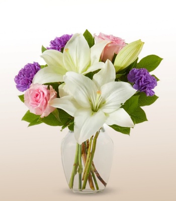 Liliums And Roses Flower Bouquet