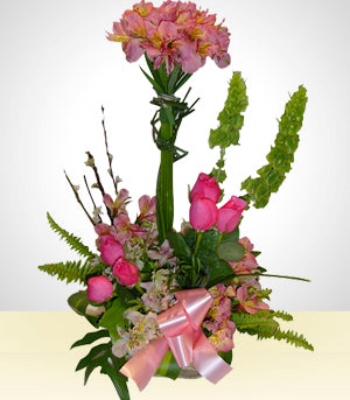 Pink Rose And Alstroemeria Bouquet