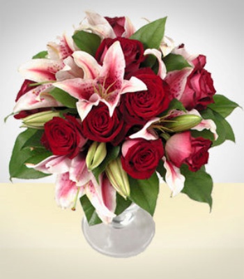 Rose And Lily Flower Arrangement