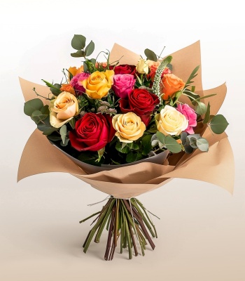12 Multi Color Roses - Assorted Roses
