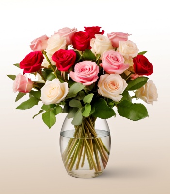 Assorted Rose Arrangement in Vase