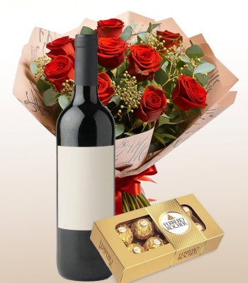 Chocolate Box with Wine and Roses