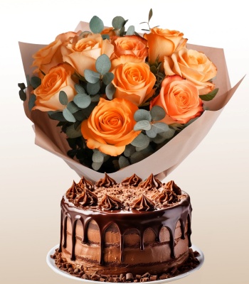 Chocolate Cake and Roses