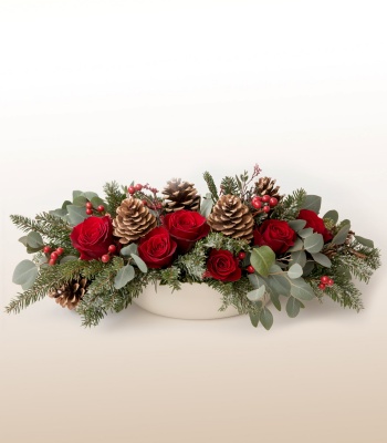 Christmas Table Centerpiece with Candle