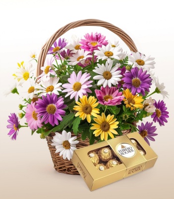 Ferrero Rocher Chocolate Box and Assorted Flowers